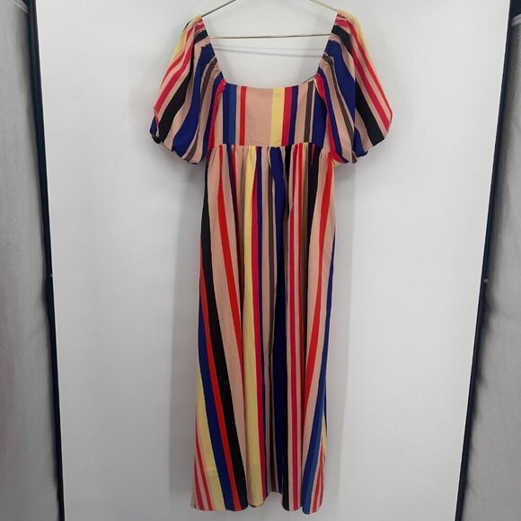 English Factory Multi Color Stripe Lined Maxi Dress L - Picture 5 of 11